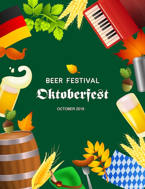 Bierfest oktoberfest-plakat mit fest-symbolen