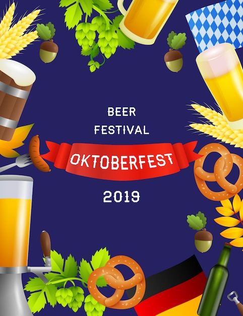 Bierfest oktoberfest-plakat mit fest-symbolen