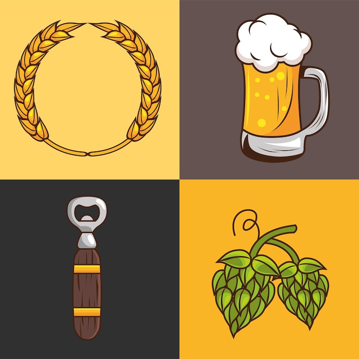Kostenlose Vektor biergetränke setzen vier symbole
