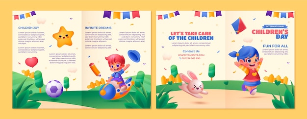 Kostenloser Vektor bifold-broschürenvorlage für die feier zum internationalen kindertag