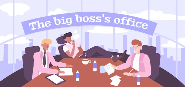 Kostenloser Vektor big boss büro illustration