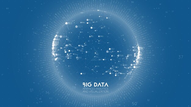 Big-Data-Visualisierung. Futuristische Infografik. Informationsästhetisches Design. Visuelle Datenkomplexität. Grafische Visualisierung komplexer Daten-Threads. Abstraktes Datendiagramm.