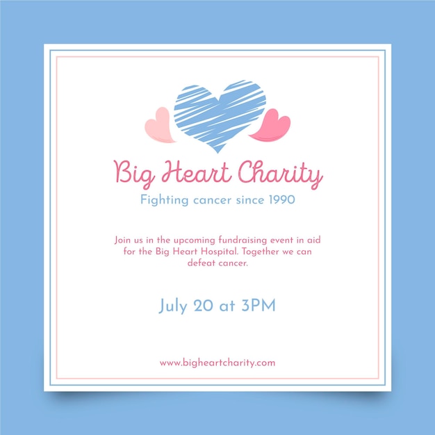 Big heart charity square flyer