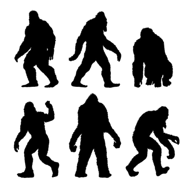 Kostenloser Vektor bigfoot-silhouette-set mit flachem design