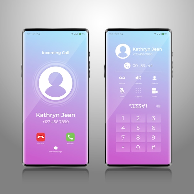 Bildschirmschnittstellenillustration mit farbverlauf für telefonanrufe