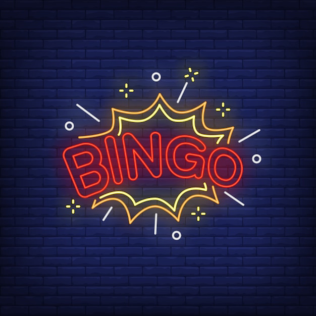 Bingo Neon Schriftzug und Explosion