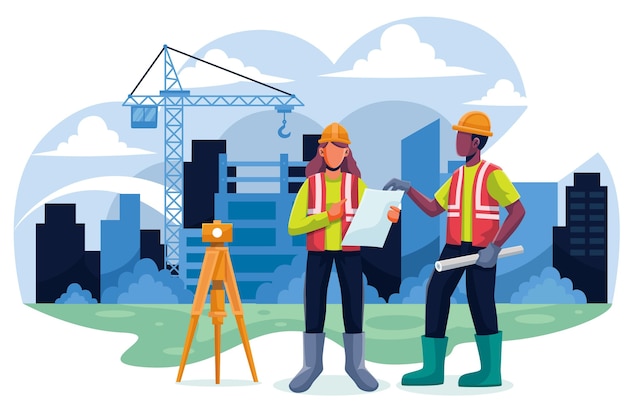 Bio-Flachingenieure, die am Bau arbeiten