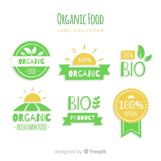 Kostenloser Vektor bio-lebensmittel-label-sammlung