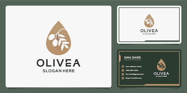 Bio-olivenöl-luxus-logo-design und visitenkarten-design