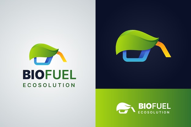 Kostenloser Vektor biokraftstoff-logo-vorlage mit farbverlauf