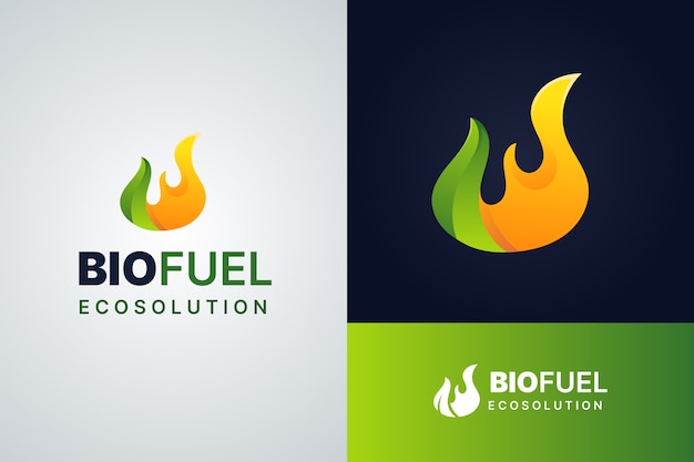 Kostenloser Vektor biokraftstoff-logo-vorlage mit farbverlauf