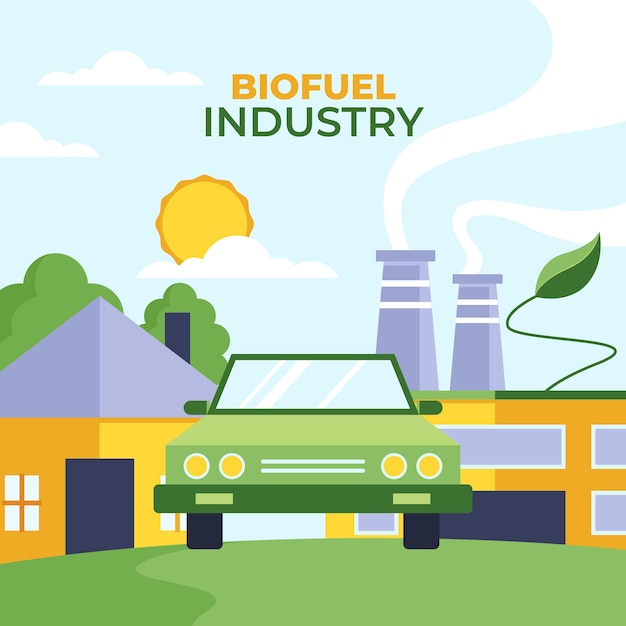Kostenloser Vektor biokraftstoffillustration des flachen designs