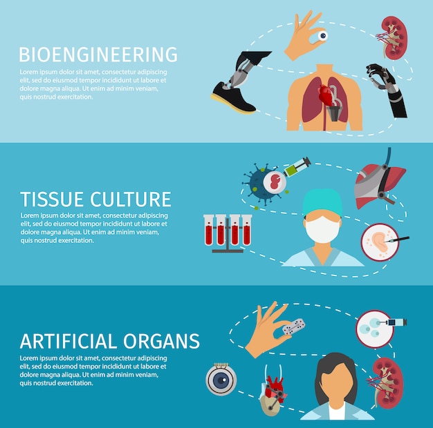 Kostenloser Vektor biotechnologie banner set