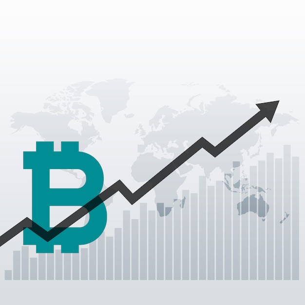 Kostenloser Vektor bitcoin aufwärts wachstum diagramm design hintergrund