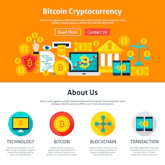 Bitcoin-kryptowährungs-webdesign. flache art-vektor-illustration für web-banner und landing page.