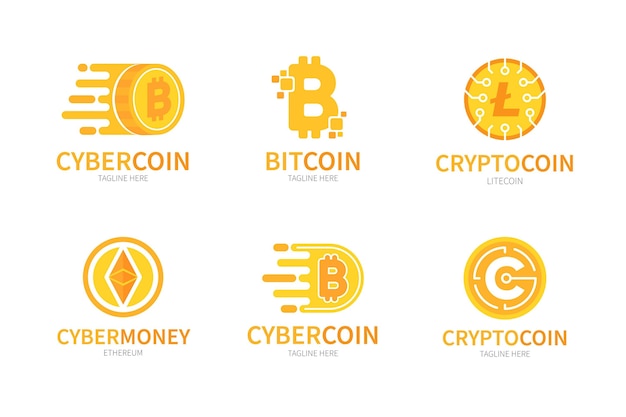 Bitcoin-logopaket mit flachem design