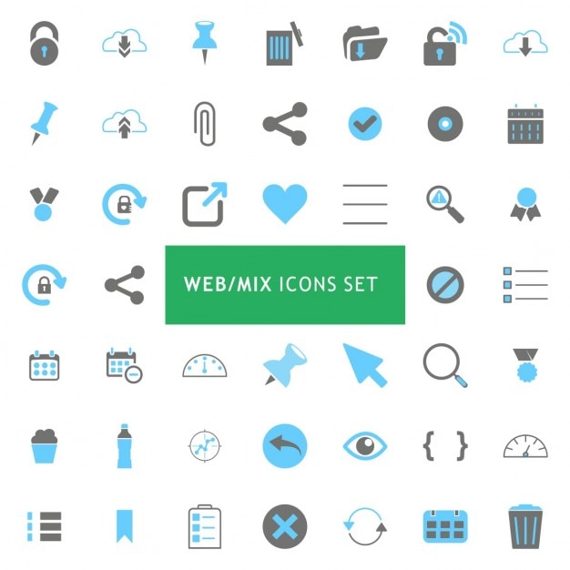 Kostenloser Vektor black and blue mix icon set