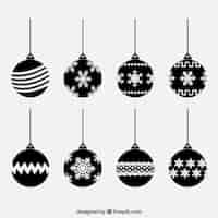 Kostenloser Vektor black christmas balls collection