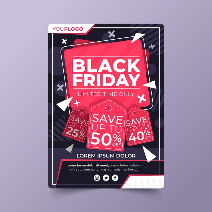 Kostenlose Vektor black friday flyer thema
