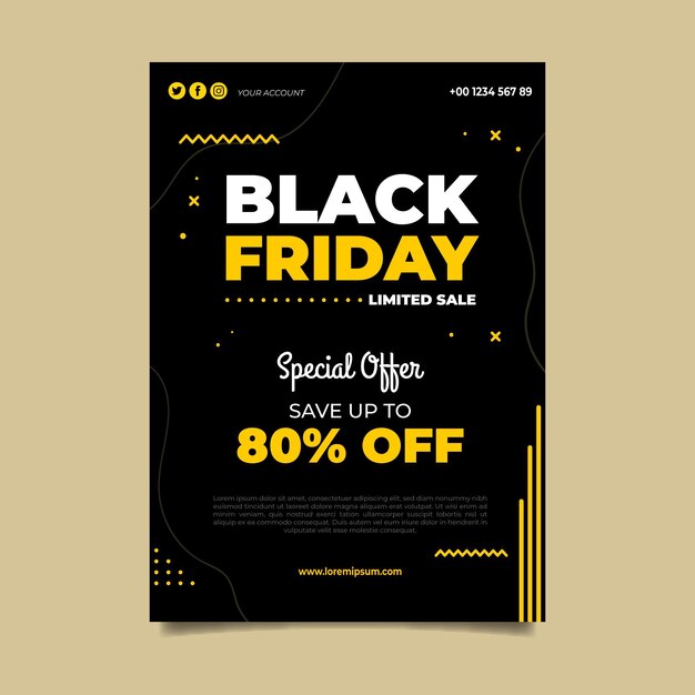 Black Friday Flyer Vorlage in flachem Design