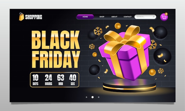 Kostenloser Vektor black-friday-landingpage