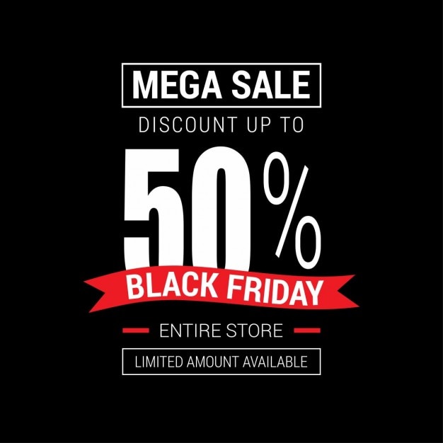 Kostenlose Vektor black friday mega sale-band-karte