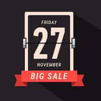 Kostenloser Vektor black friday sale banner, flipping kalender seite