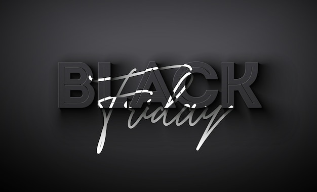 Kostenloser Vektor black friday sale illustration mit herausragender 3d-schrift auf dunklem hintergrund