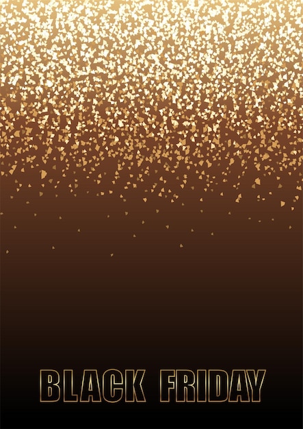 Black friday sale vector vertikale hintergrundillustration mit glitzernden goldpulver