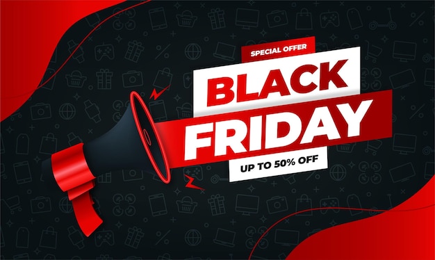 Black friday super sale mit realistischem 3d-megaphon