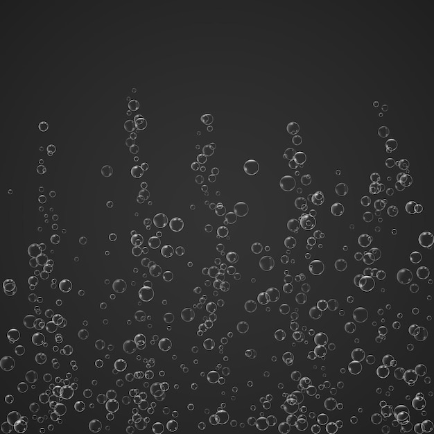 Blasen strömen unter Wasser, das funkelt, Limonade oder Champagner einzeln auf transparentem Hintergrund