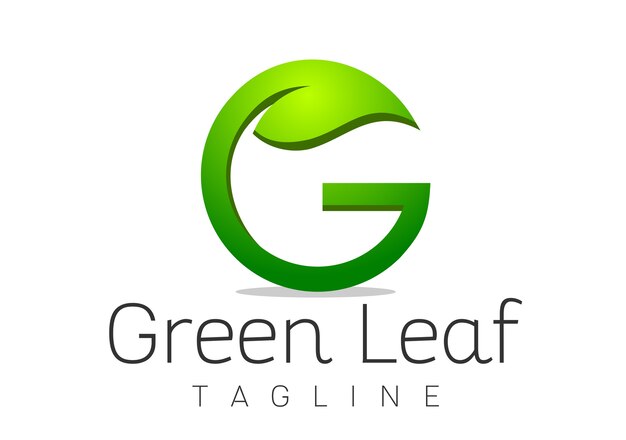 Blatt Logo Design Schablonenvektor Des Buchstaben G Premium Vektor