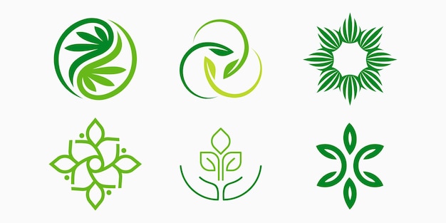 Blatt-logo-icon-set. marihuana- oder cannabis-vektorillustration