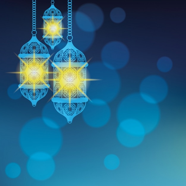 Kostenloser Vektor blaue arabische lampe hintergrund