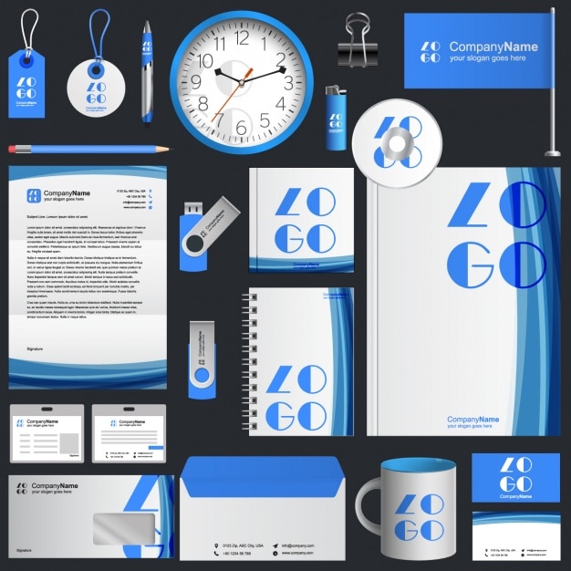 Kostenloser Vektor blaue business-briefpapier-design