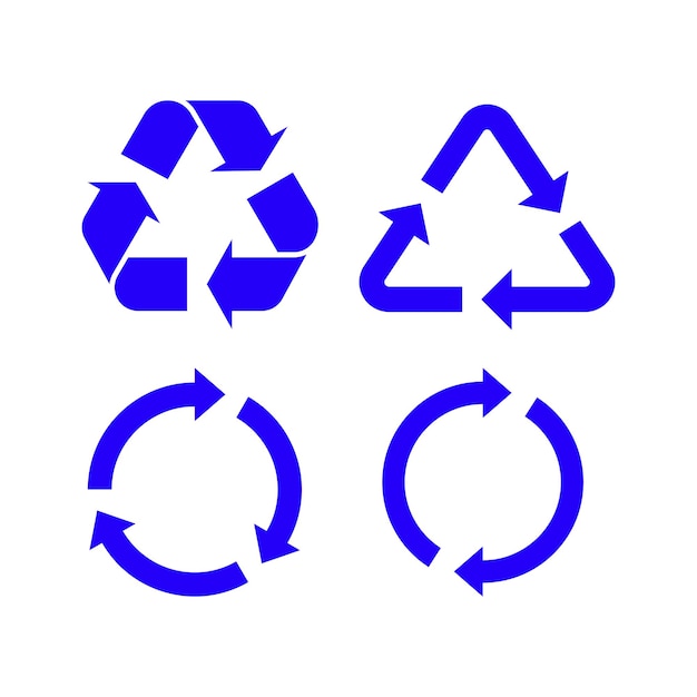 Blaue Recycling-Zeichen aufgestellt