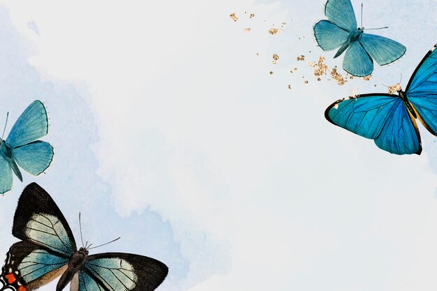 Blaue Schmetterlinge gemusterter Hintergrundvektor