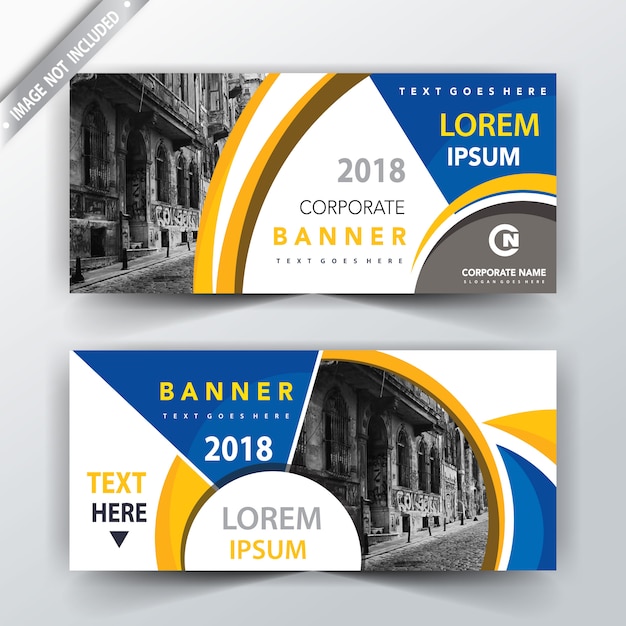 Kostenloser Vektor blaue und gelbe illustration banner