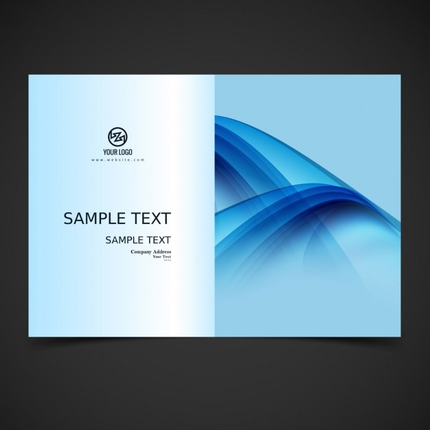 Kostenloser Vektor blaue wellenförmige design broschüre