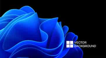 Kostenloser Vektor blaue wellenformen auf schwarzem hintergrund. 3d trendiger moderner hintergrund. blaue wellen abstrakte form. vektor-illustration