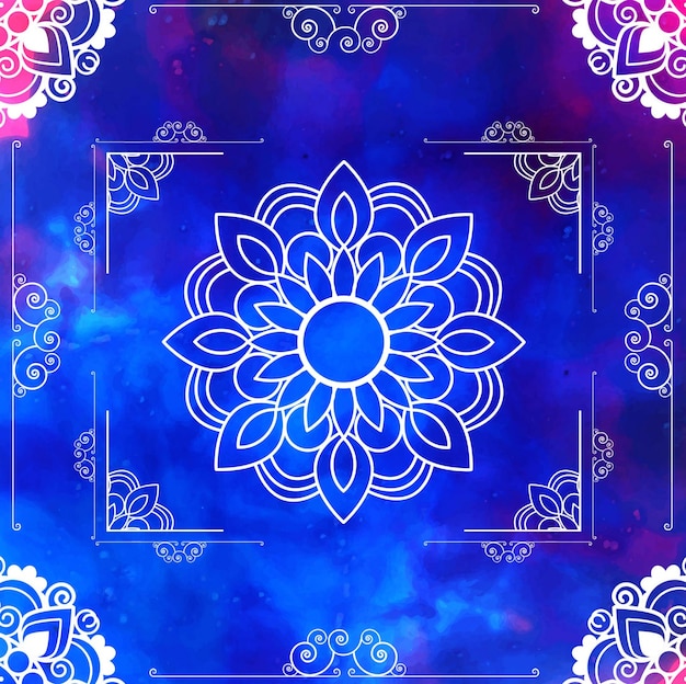 Blauer Blumen-Mandala-Rahmen-Design