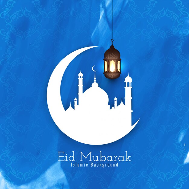 Blauer Hintergrund des islamischen Festivals Eid Mubaraks
