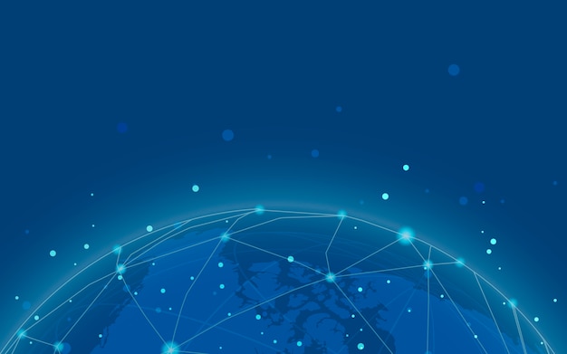 Blauer Hintergrund-Illustrationsvektor der weltweiten Verbindung