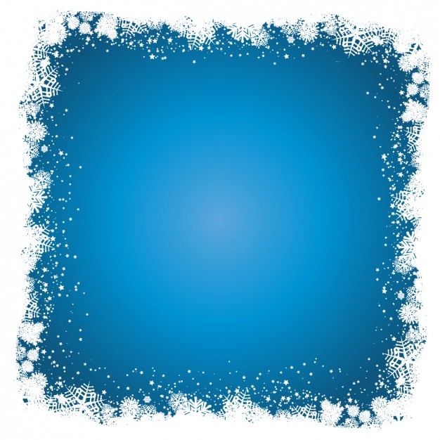 Blauer hintergrund mit snoflake rahmen