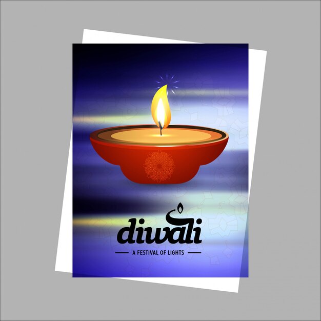 Blauer Hintergrund und Typografievektor Diwali-Designs