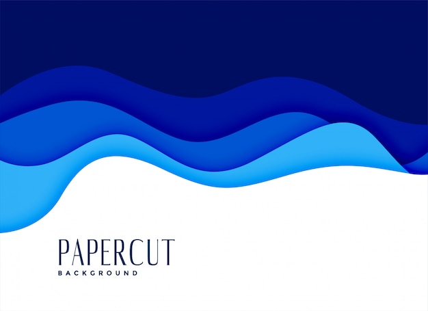 Kostenloser Vektor blauer papercut gewellter wasserarthintergrund