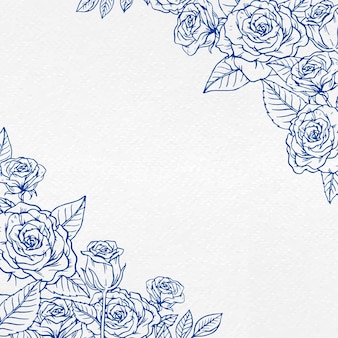 Blauer rosenrandhintergrund, weinleseblumenillustrationsvektor