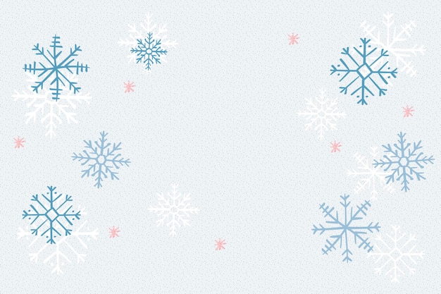 Blauer schneeflockehintergrund, weihnachtswintergekritzelvektor