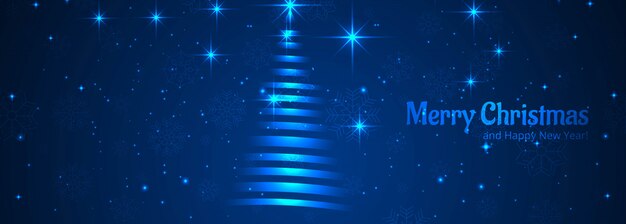 Blauer Titel-Schablonenvektor des glänzenden Baums der frohen Weihnachten