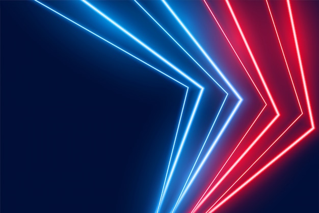 Kostenloser Vektor blauer und roter neon-led-lichtlinien-hintergrund
